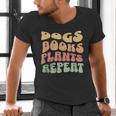 Colorful Dogs Books Plants Repeat Men's V-Neck T-Shirt Colorful Dogs Books Plants Repeat Men's V-Neck T-Shirt
