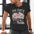 Coquette 100 Days Of Bows Books Reading 100th Day Of School Men's V-Neck T-Shirt Coquette 100 Days Of Bows Books Reading 100th Day Of School Men's V-Neck T-Shirt