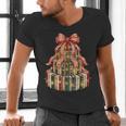 Coquette Christmas Book Tree Xmas Lights Librarian Teacher Men's V-Neck T-Shirt Coquette Christmas Book Tree Xmas Lights Librarian Teacher Men's V-Neck T-Shirt