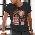 Coquette Teacher School Supplies Bows Books Globe Apple Cute Men's V-Neck T-Shirt