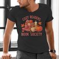 Cozy Readers Book Society Teacher Reading Floral Pumpkin Tee Men's V-Neck T-Shirt Cozy Readers Book Society Teacher Reading Floral Pumpkin Tee Men's V-Neck T-Shirt