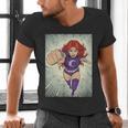 The Crimson Crescent 90s Retro Comic Book Superheroine Art Men's V-Neck T-Shirt