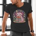 Cute Axolotl Reading Books Cozy Night Aesthetic Men's V-Neck T-Shirt Cute Axolotl Reading Books Cozy Night Aesthetic Men's V-Neck T-Shirt