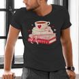 Cute Books And Coffee Crochet Valentines Day Tee For Couples Men's V-Neck T-Shirt
