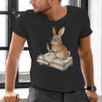 Cute Bunny Reading Book Glasses Bookworm Men's V-Neck T-Shirt