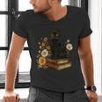 Cute Cat Book Flowers Men's V-Neck T-Shirt Cute Cat Book Flowers Men's V-Neck T-Shirt