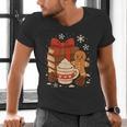 Cute Christmas Books Gingerbread Xmas Book Lover Teacher Men's V-Neck T-Shirt