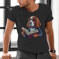 Cute Dog Basset Hound Reading Book Men's V-Neck T-Shirt