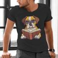 Cute Dog Boxer Reading Book Men's V-Neck T-Shirt Cute Dog Boxer Reading Book Men's V-Neck T-Shirt