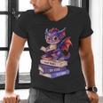 Cute Dragon Read Books Be Kind Stay Weird Book Lover Men's V-Neck T-Shirt