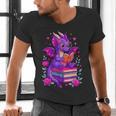 Cute Dragon Reading Books Bookworm Men's V-Neck T-Shirt Cute Dragon Reading Books Bookworm Men's V-Neck T-Shirt