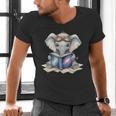 Cute Elephant Reading Universe Book Men's V-Neck T-Shirt