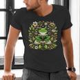 Cute Floral Frog Book Reading Men's V-Neck T-Shirt