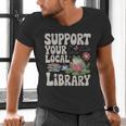 Cute Frog Support Your Local Library Librarian Book Lover Men's V-Neck T-Shirt Cute Frog Support Your Local Library Librarian Book Lover Men's V-Neck T-Shirt