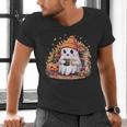 Cute Ghost Drinking Coffee Halloween Reading Book Retro Men's V-Neck T-Shirt Cute Ghost Drinking Coffee Halloween Reading Book Retro Men's V-Neck T-Shirt