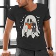 Cute Ghost Reading Book Spooky Season Halloween Costume Kids Men's V-Neck T-Shirt Cute Ghost Reading Book Spooky Season Halloween Costume Kids Men's V-Neck T-Shirt