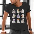 Cute Ghost Reading Books Teacher Halloween Reading Men Women Kids Men's V-Neck T-Shirt