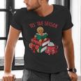 Cute Gingerbread Man Reading Book Nerd Christmas Bookish Men's V-Neck T-Shirt Cute Gingerbread Man Reading Book Nerd Christmas Bookish Men's V-Neck T-Shirt