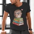 Cute Hedgehog Reading Books Animal Lover Reader Bookworm Men's V-Neck T-Shirt Cute Hedgehog Reading Books Animal Lover Reader Bookworm Men's V-Neck T-Shirt