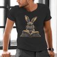 Cute Rabbit Bunny Book Lover Men's V-Neck T-Shirt