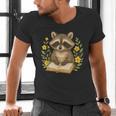 Cute Raccoon Reading Book Flowers Floral Men's V-Neck T-Shirt