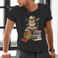 Cute Reading Chicken With Glasses Books Bookworm Reader Book Men's V-Neck T-Shirt