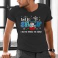 Cute Snowman Let It Snow I Have Books Reader Men's V-Neck T-Shirt