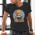 Cute Teddy Bear Reading Book Fun Men's V-Neck T-Shirt