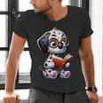 Dalmatian Reading a Book Dog Men's V-Neck T-Shirt