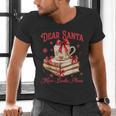 Dear Santa More Books Please Coquette Bow Books Christmas Men's V-Neck T-Shirt Dear Santa More Books Please Coquette Bow Books Christmas Men's V-Neck T-Shirt