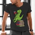 Dino Reading Read Reading Librarian Book Men Boys Kids Men's V-Neck T-Shirt Dino Reading Read Reading Librarian Book Men Boys Kids Men's V-Neck T-Shirt