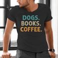 Dogs Books Coffee Book Lover Dogs Coffee Men's V-Neck T-Shirt