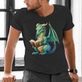 Dragon With Book Men's V-Neck T-Shirt Dragon With Book Men's V-Neck T-Shirt