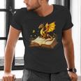 Dragon Fantasy Book Lover Bookish Reader Bookworm Wildflower Men's V-Neck T-Shirt