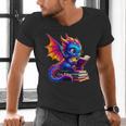 Dragon Reading a Book Bookworm Book Lover Men's V-Neck T-Shirt Dragon Reading a Book Bookworm Book Lover Men's V-Neck T-Shirt