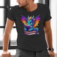 Dragon Reading a Book Bookworm Book Men's V-Neck T-Shirt Dragon Reading a Book Bookworm Book Men's V-Neck T-Shirt