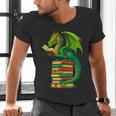 Dragon Reading Books Matching Bookworm Readers Librarian Men's V-Neck T-Shirt Dragon Reading Books Matching Bookworm Readers Librarian Men's V-Neck T-Shirt