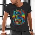 Dragon Reading Colorful Fantasy Book Lover Men's V-Neck T-Shirt Dragon Reading Colorful Fantasy Book Lover Men's V-Neck T-Shirt