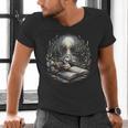 Duck Reading Book Full Moon Lake Scenery Men's V-Neck T-Shirt