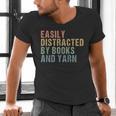 Easily Distracted By Books And Yarn Knitting & Crocheting Men's V-Neck T-Shirt Easily Distracted By Books And Yarn Knitting & Crocheting Men's V-Neck T-Shirt
