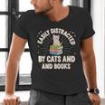 Easily Distracted By Cats & Books Tee Reader Book Worm Men's V-Neck T-Shirt Easily Distracted By Cats & Books Tee Reader Book Worm Men's V-Neck T-Shirt