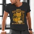 Easily Distracted By Cats And Books Cute Cat Book Lover Men's V-Neck T-Shirt Easily Distracted By Cats And Books Cute Cat Book Lover Men's V-Neck T-Shirt