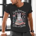 Easily Distracted By Cats And Books Reading Men's V-Neck T-Shirt
