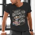Easily Distracted By Dogs And Books Reader Animal Dog Men's V-Neck T-Shirt Easily Distracted By Dogs And Books Reader Animal Dog Men's V-Neck T-Shirt