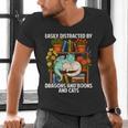 Easily Distracted By Dragons Books Cats Fantasy Book Lover Men's V-Neck T-Shirt Easily Distracted By Dragons Books Cats Fantasy Book Lover Men's V-Neck T-Shirt
