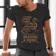 Easily Distracted By Dragons And Books Library Dragon Lover Men's V-Neck T-Shirt Easily Distracted By Dragons And Books Library Dragon Lover Men's V-Neck T-Shirt