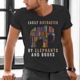 Easily Distracted By Elephants And Books Elephant Men's V-Neck T-Shirt