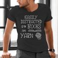 Easily Distracted By Knitting Books And Yarn Quote Reader Men's V-Neck T-Shirt Easily Distracted By Knitting Books And Yarn Quote Reader Men's V-Neck T-Shirt