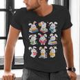 Easter Teacher Cute Bunny Reding Books Librarian Bookworm Men's V-Neck T-Shirt Easter Teacher Cute Bunny Reding Books Librarian Bookworm Men's V-Neck T-Shirt