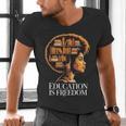 Education Is Freedom Afro Woman Book Illustration Men's V-Neck T-Shirt Education Is Freedom Afro Woman Book Illustration Men's V-Neck T-Shirt